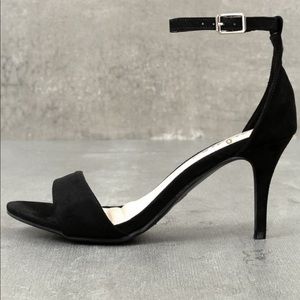 Lulu’s Suede Black ankle strap heels
